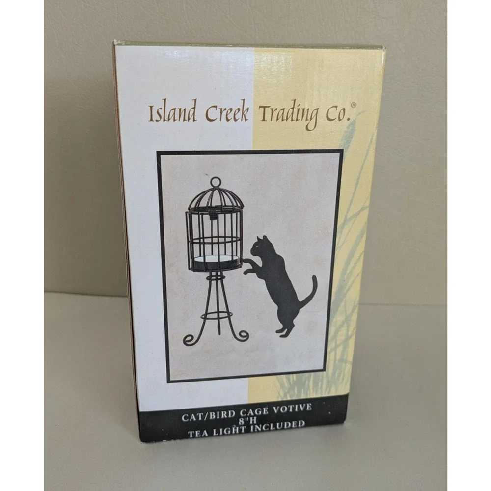 Island Creek Trading Co Cat Bird Cage Votive Candle Holder New Home Decor Kitty